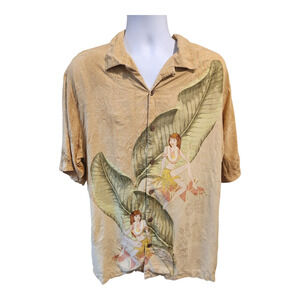 Tommy Bahama Blue 100% Silk‎ Hawaiian Girl